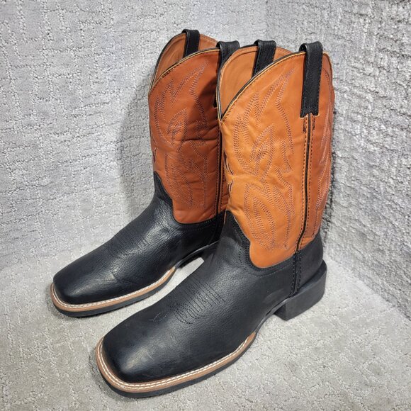Justin BF5155 Men's Size Left 10.5D Right 10D Black Brown Leather Western Boots - Picture 10 of 11